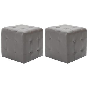 vidaXL 2 Pièces Poufs Gris 30 x 30 x 30 cm Similicuir