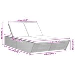 vidaXL Chaise longue double avec coussins noir résine tressée