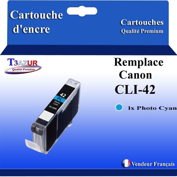 T3AZUR - Cartouche compatible avec Canon CLI42 CLI-42 pour Canon Pixma Pro100 Pro100S Pro-100 Pro-100S- Photo Cyan