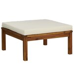 vidaXL Repose-pied avec coussin blanc crème Bois d'acacia massif