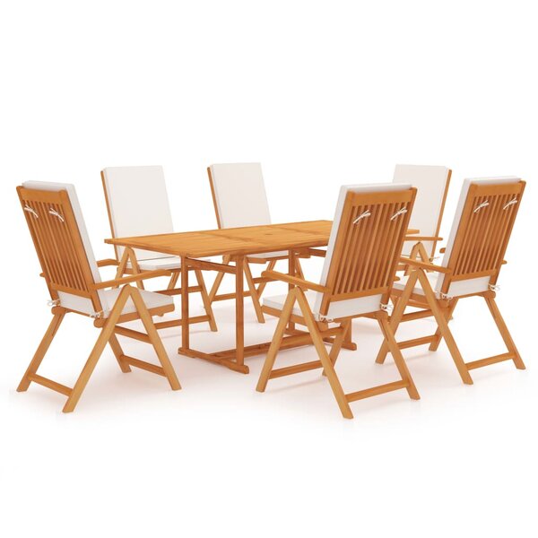 vidaXL Ensemble à manger de jardin 7 Pièces coussins Bois de teck massif
