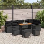 vidaXL Ensemble de canapé de jardin 10 Pièces Noir polyrotin