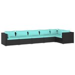 vidaXL Salon de jardin 6 Pièces avec coussins Résine tressée Noir