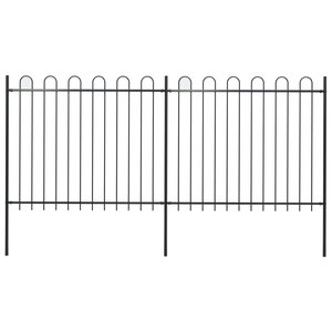 vidaXL Clôture de jardin avec dessus en cerceau Acier 3 4 x 1 5 m Noir