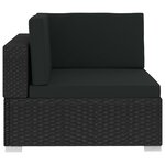 vidaXL Salon de jardin 3 Pièces avec coussins résine tressée noir
