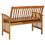 vidaXL Banc de jardin avec coussin 119 cm Bois solide d'acacia