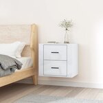 vidaXL Table de chevet murale Blanc brillant 50x36x47 cm