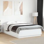 vidaXL Cadre de lit avec lumières LED blanc 160x200 cm bois ingénierie