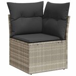 vidaXL Salon de jardin avec coussins 3 Pièces gris clair résine tressée