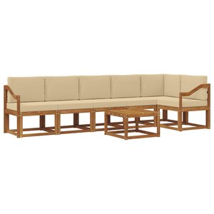 vidaXL Ensemble de canapés d'extérieur 7 Pièces Naturel et Beige