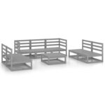 vidaXL Salon de jardin 8 Pièces gris bois de pin massif