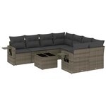 vidaXL Salon de jardin 9 Pièces avec coussins gris résine tressée