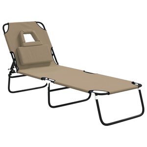 vidaXL Chaise longue pliante taupe tissu oxford acier enduit de poudre