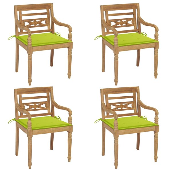 vidaXL Chaises Batavia avec coussins lot de 4 Bois de teck solide