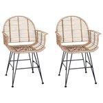 vidaXL Chaise de salle à manger 2 pc Rotin et métal Naturel