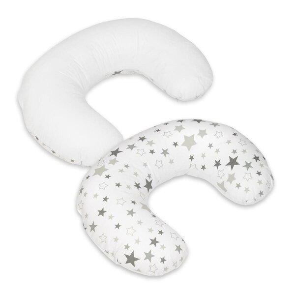 Coussin appui-tête Etoiles grises et blanches sur fond blanc   blanc