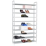 vidaXL Range-chaussures 10 étagères Métal et Tissu non tissé Argenté