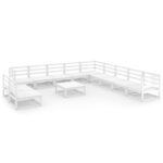 vidaXL Salon de jardin 12 Pièces Blanc Bois de pin massif