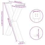 vidaXL Pieds de table à manger en forme de X 3 pièces Acier naturel 70 x (72-73) cm Acier