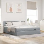 VidaXL Cadre de lit ottoman et matelas gris clair 200x200cm tissu