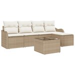 Ensemble de Canapé de Jardin 6 Pièces avec Coussins Rattan Polyéthylène Marron