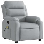 vidaXL Fauteuil de massage inclinable Gris clair Tissu