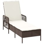 vidaXL Chaise longue avec coussin 2-personne 2 Pièces Marron polyrotin
