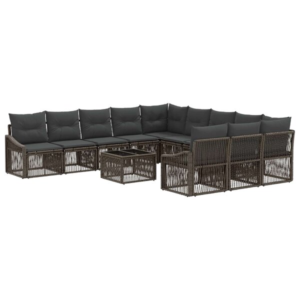 vidaXL Ensemble de canapé de jardin 12 Pièces Gris polyrotin