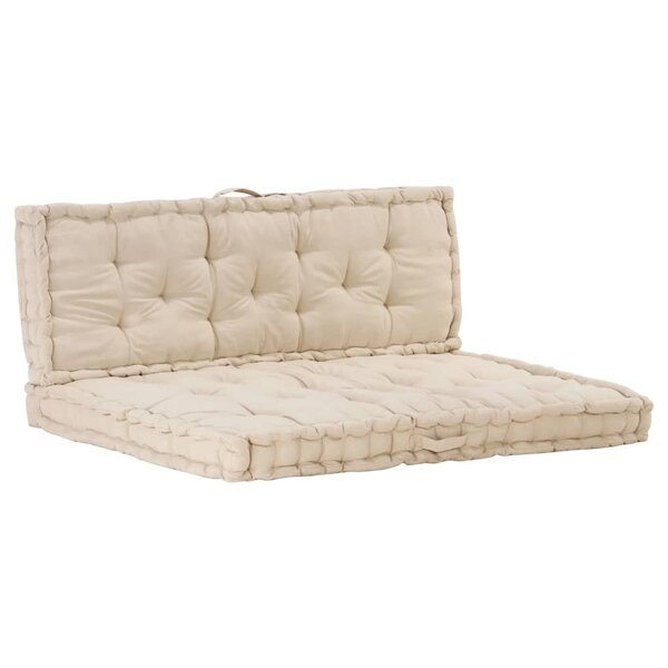 vidaXL Coussins de plancher de palette lot de 2 Coton Beige