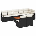 vidaXL Ensemble de canapé de jardin 9 Pièces Noir et blanc