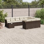 vidaXL Salon de jardin et coussins 11 Pièces marron résine tressée