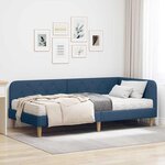 vidaXL Cadre de lit d'angle avec matelas Bleu 90 x 190 cm tissu