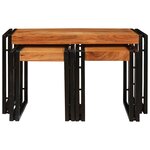 vidaXL Tables d'appoint 3 Pièces Marron et noir Bois d'acacia massif