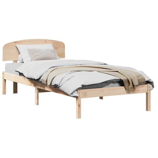 vidaXL Cadre de lit avec tête de lit Naturel 90 x 200 cm Pin massif