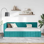 vidaXL Cadre de lit d'angle Turquoise 90 x 200 cm Velours