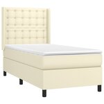 vidaXL Sommier à lattes de lit matelas LED Crème 90x200cm Similicuir