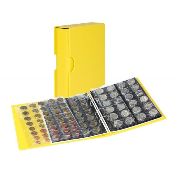 Album Publica M Color Lindner pour ranger 300 monnaies de collection. Couleur - Jaune SOLINO