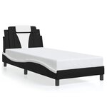 vidaXL Cadre de lit Viana sans matelas noir et blanc 90x200 cm similicuir