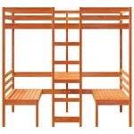 vidaXL Lit mezzanine avec bureau et chaises brun cire 75x190 cm pin