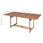 vidaXL Table de jardin 180x90x75 cm Bois de teck solide