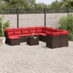 vidaXL Salon de jardin avec coussins 12 Pièces marron résine tressée