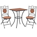 vidaXL Ensemble de bistro 3 Pièces mosaïque Carreau céramique Terre cuite