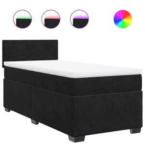 vidaXL Sommier à lattes de lit avec matelas Noir 90x200 cm Velours