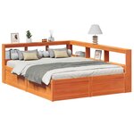 vidaXL Lit bibliothèque sans matelas cire marron 160x200 cm pin massif