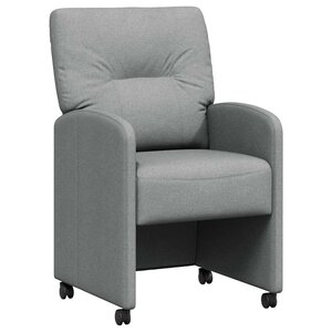 vidaXL Chaises de Salle à Manger avec Roues 2 pc tissu Gris clair