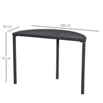 Table de jardin demi cercle - table de balcon demi lune - dim. 100L x 50l x 74H cm résine tressée 4 fils imitation rotin noir