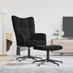 vidaXL Chaise de relaxation avec tabouret Noir Velours