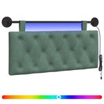 vidaXL Tête de lit suspendue Avec lumière LED Vert Mer Velours