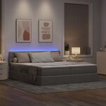 vidaXL Lit de rangement LED avec matelas Taupe 200 x 200 cm Tissu
