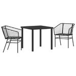 vidaXL Ensemble de salle à manger pour jardin 3 Pièces Noir polyrotin